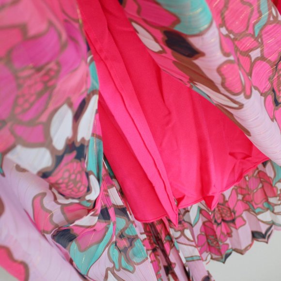 NWT Ted Baker Floral Pleated Asymmetrical Dress– Wedding & Party Ready - Picture 9 of 13